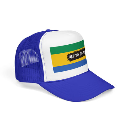 Gabon Flag Foam Trucker Hat | Gabonese Pride Snapback Cap | Rep Ya Flag