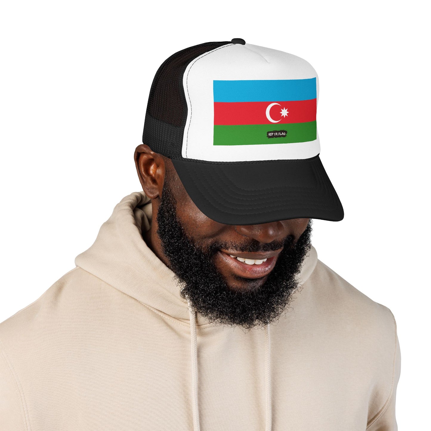 Azerbaijan Flag Foam Trucker Hat | Azerbaijani Pride Snapback Cap | Rep Ya Flag