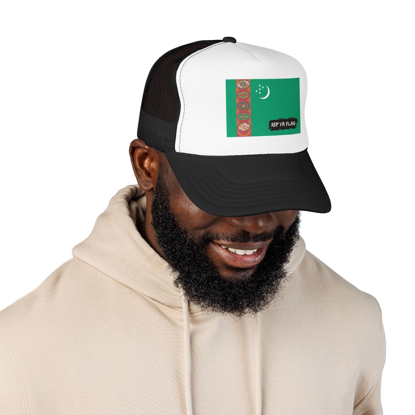 Turkmenistan Flag Foam Trucker Hat | Rep Ya Flag design