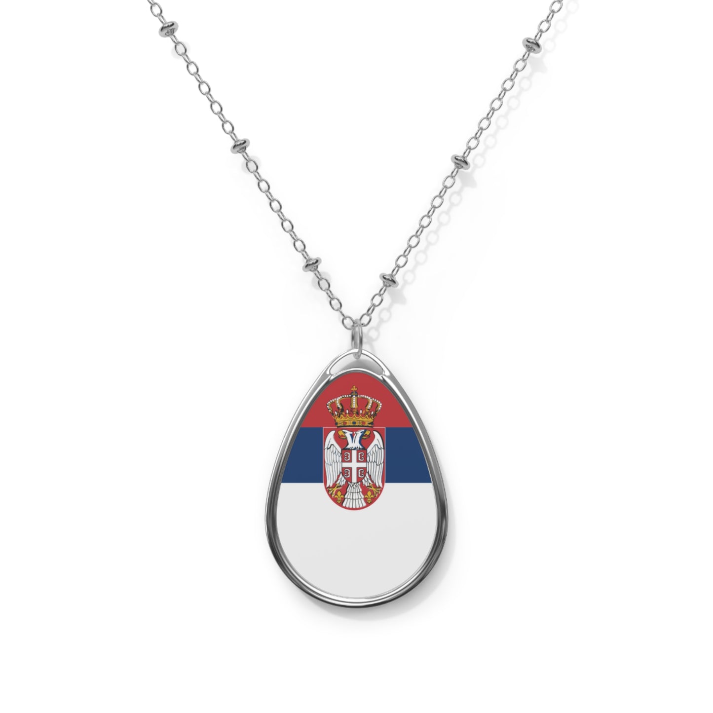 Serbia Flag Oval Necklace | Serbian Heritage Pendant | Rep Ya Flag