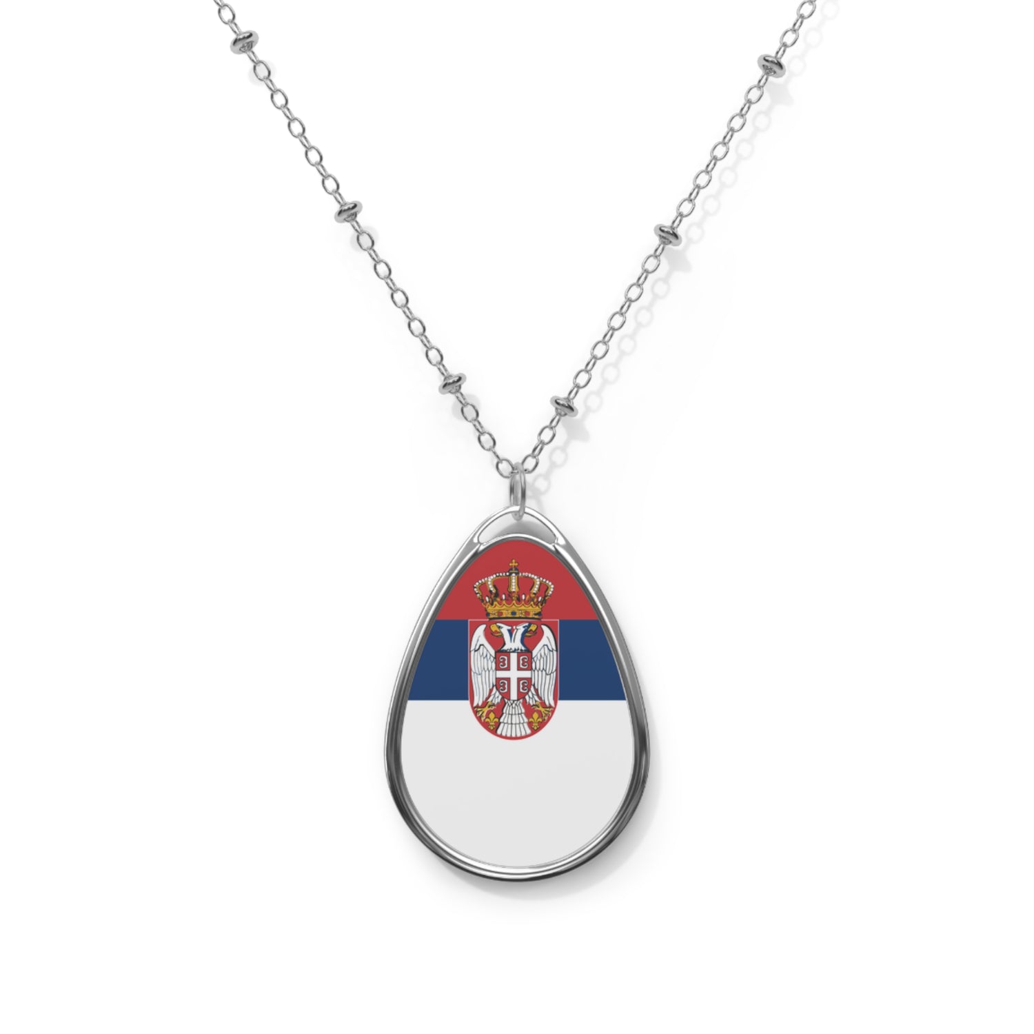 Serbia Flag Oval Necklace | Serbian Heritage Pendant | Rep Ya Flag
