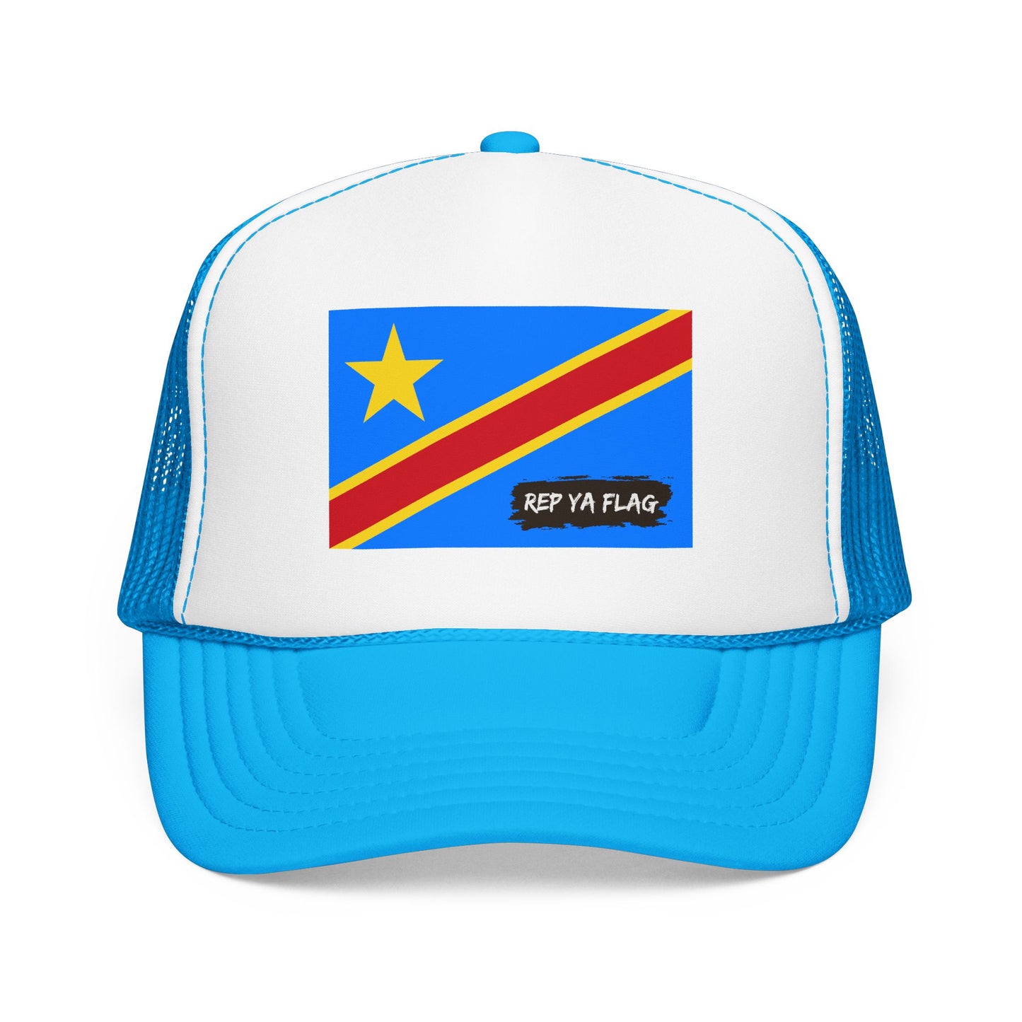 Democratic Republic of the Congo Flag Foam Trucker Hat | Congolese Pride Snapback Cap | Rep Ya Flag