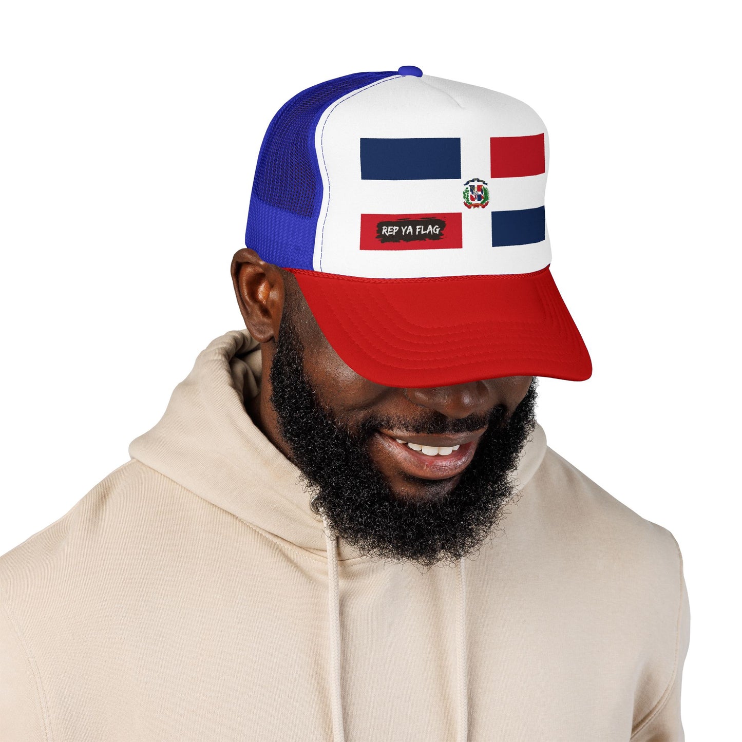 Dominican Republic Flag Foam Trucker Hat | Dominican Pride Snapback Cap | Rep Ya Flag