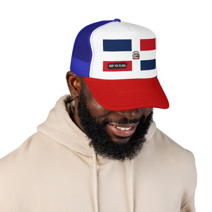 Dominican Republic Flag Foam Trucker Hat | Dominican Pride Snapback Cap | Rep Ya Flag