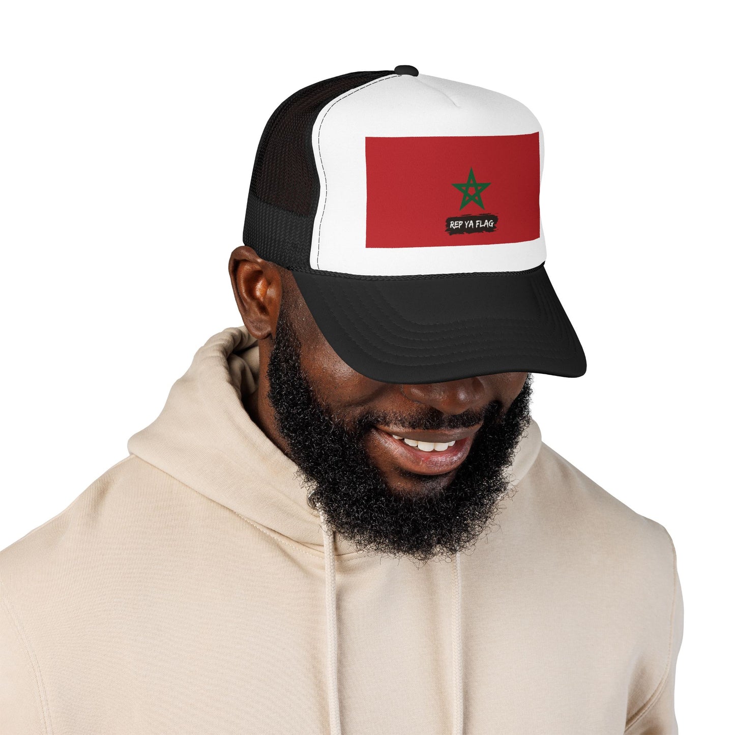 Morocco Flag Foam Trucker Hat | Moroccan Pride Snapback Cap | Rep Ya Flag