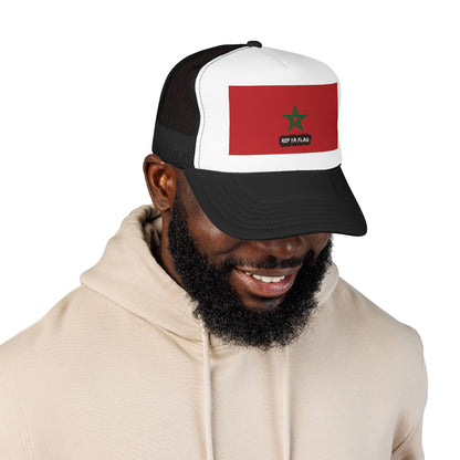 Morocco Flag Foam Trucker Hat | Moroccan Pride Snapback Cap | Rep Ya Flag