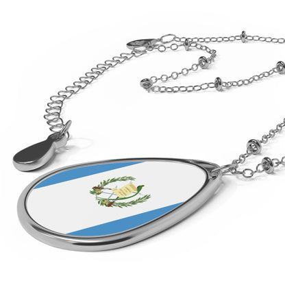 Guatemala Flag Oval Necklace | Guatemalan Heritage Pendant | Rep Ya Flag