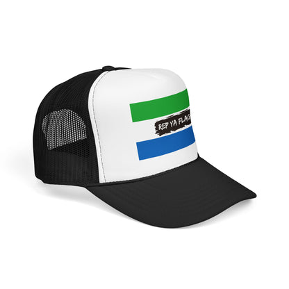 Sierra Leone Flag Foam Trucker Hat | Sierra Leonean Pride Snapback Cap | Rep Ya Flag
