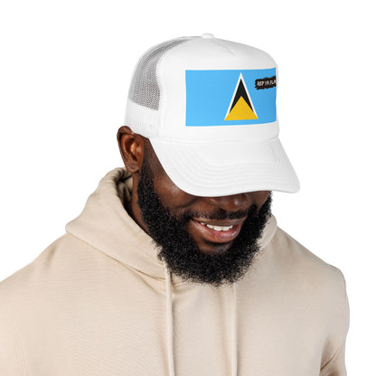 Saint Lucia Flag Foam Trucker Hat | Saint Lucian Pride Snapback Cap | Rep Ya Flag