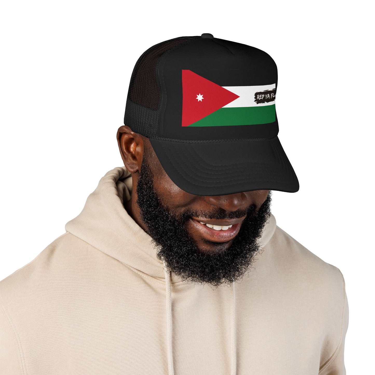 Jordan Flag Foam Trucker Hat | Jordanian Pride Snapback Cap | Rep Ya Flag