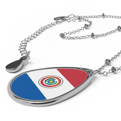 Paraguay Flag Oval Necklace | Paraguayan Heritage Pendant | Rep Ya Flag