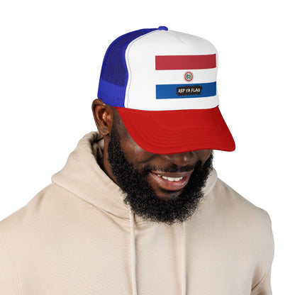 Paraguay Flag Foam Trucker Hat | Paraguayan Pride Snapback Cap | Rep Ya Flag