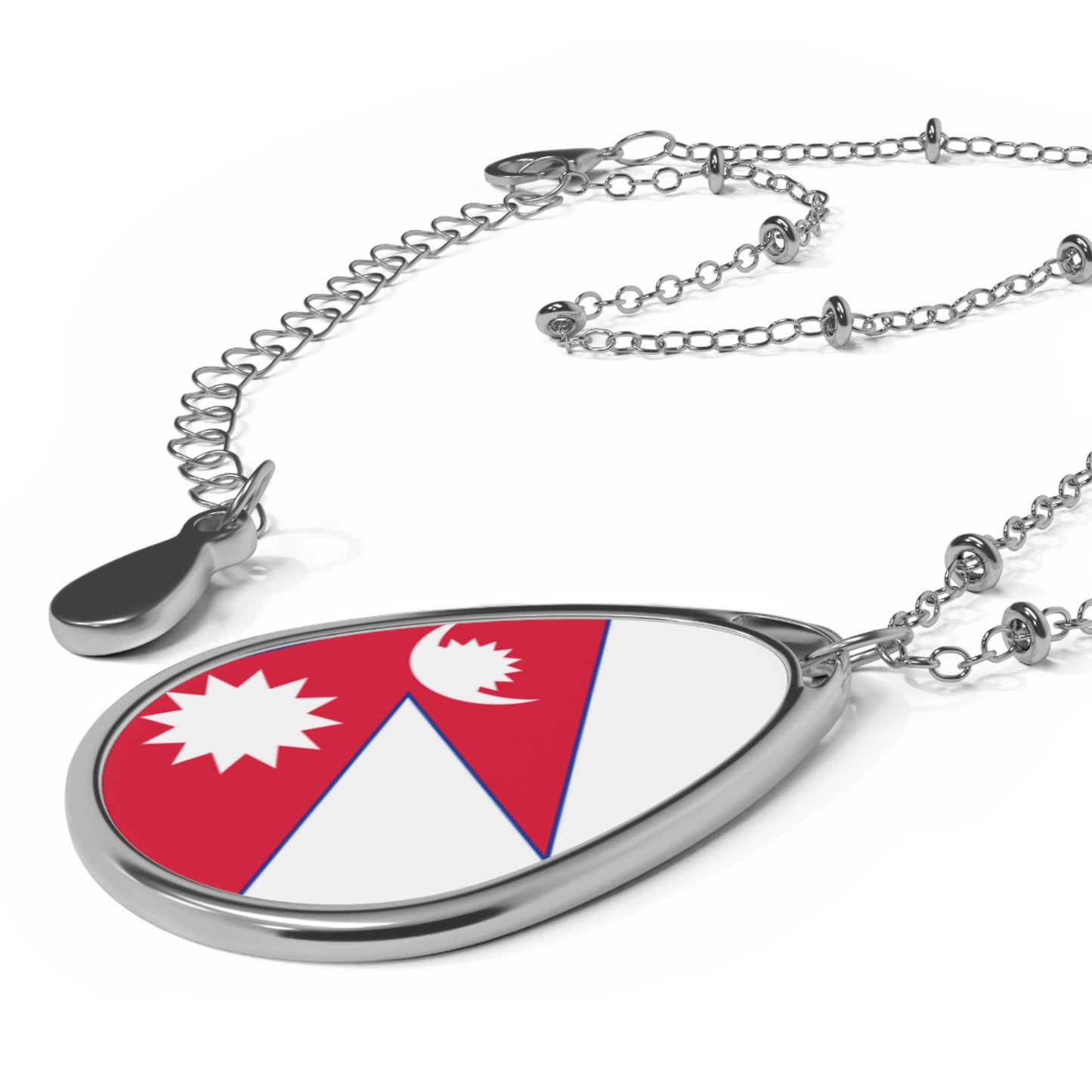 Nepal Flag Oval Necklace | Nepali Flag Pendant | Heritage Jewelry | Cultural Gift | Rep Ya Flag
