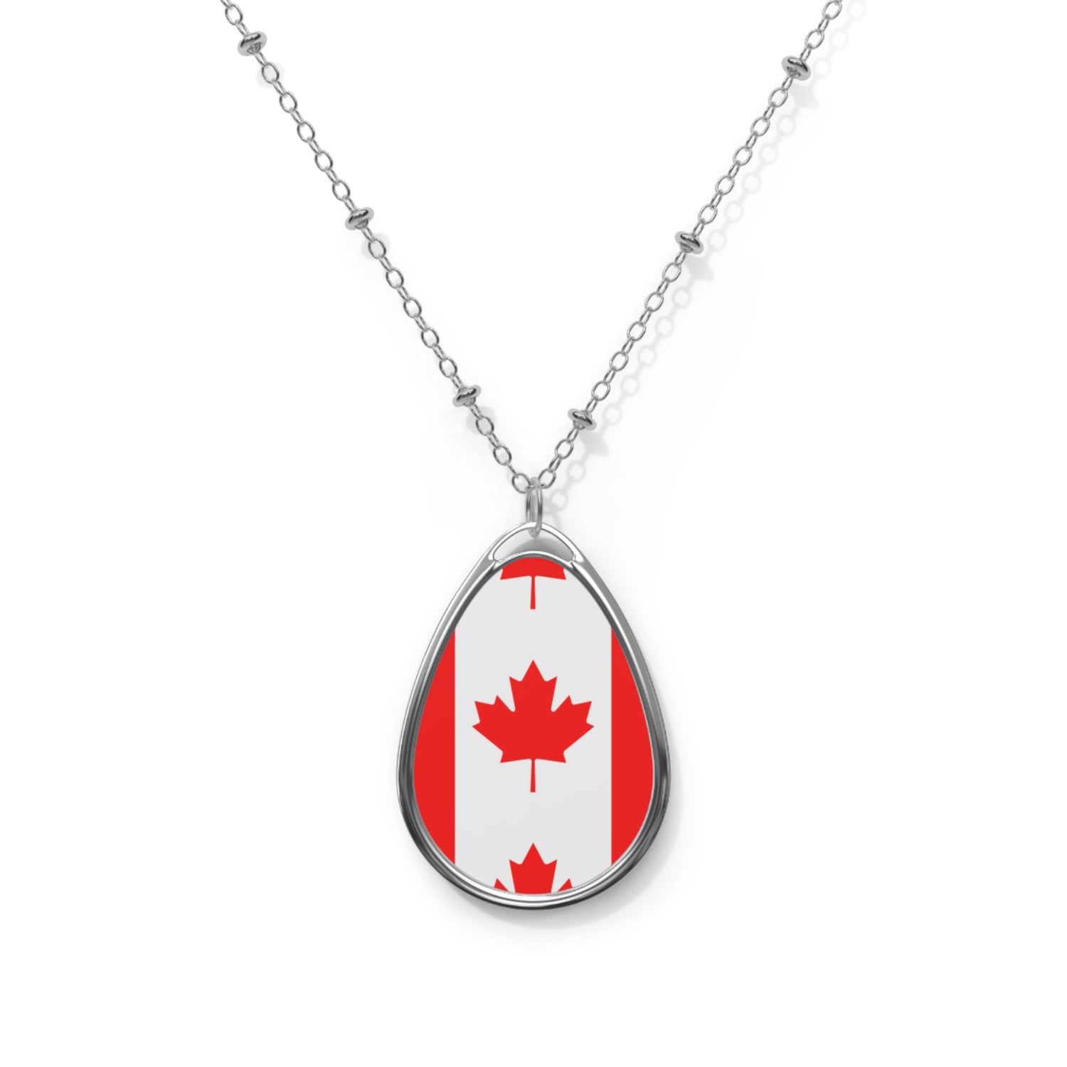 Canada Flag Oval Necklace | Canadian Heritage Pendant | Rep Ya Flag