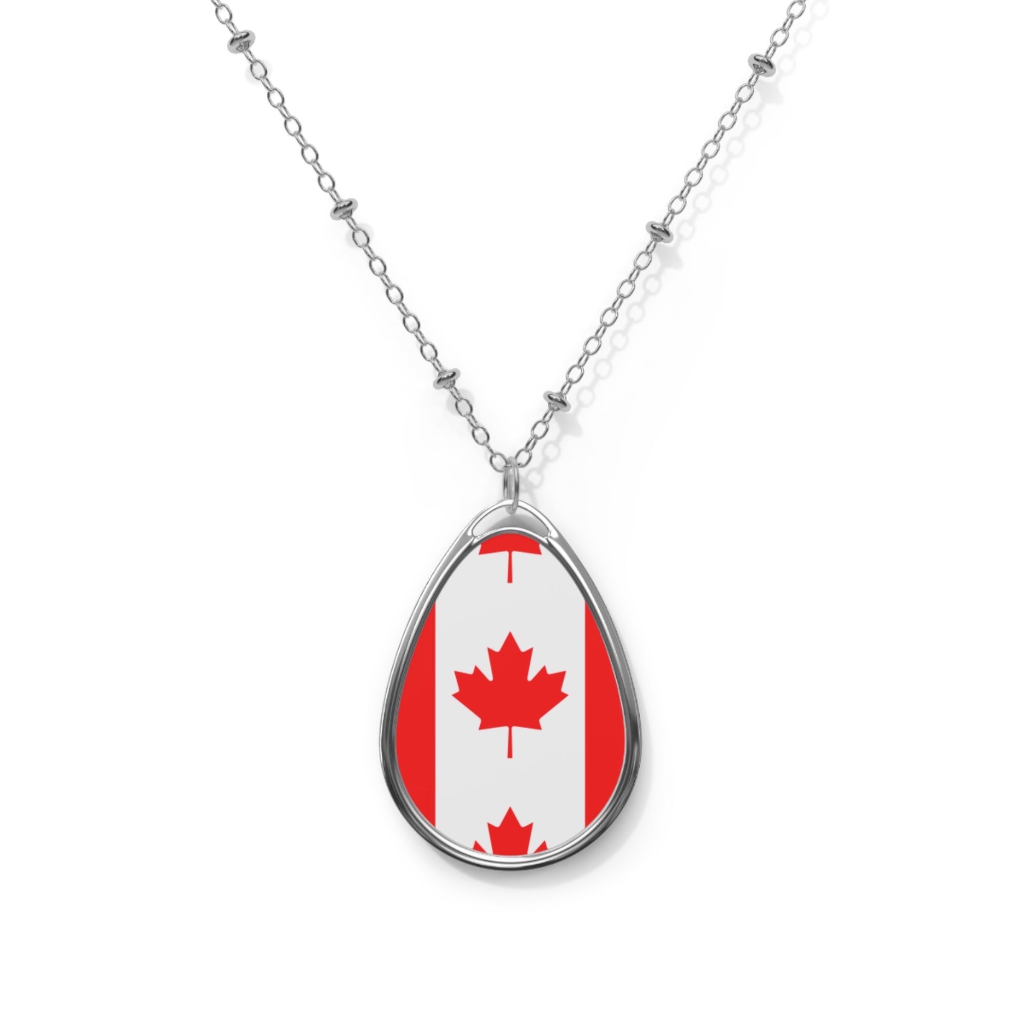 Canada Flag Oval Necklace | Canadian Heritage Pendant | Rep Ya Flag
