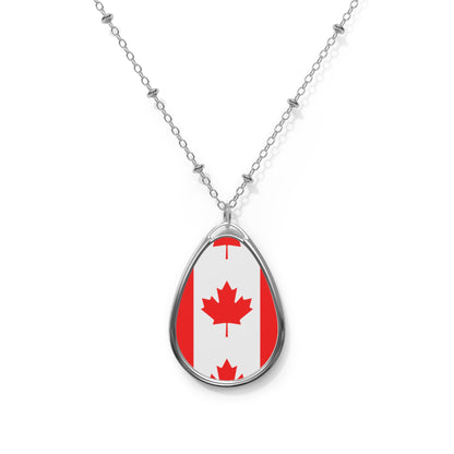 Canada Flag Oval Necklace | Canadian Heritage Pendant | Rep Ya Flag