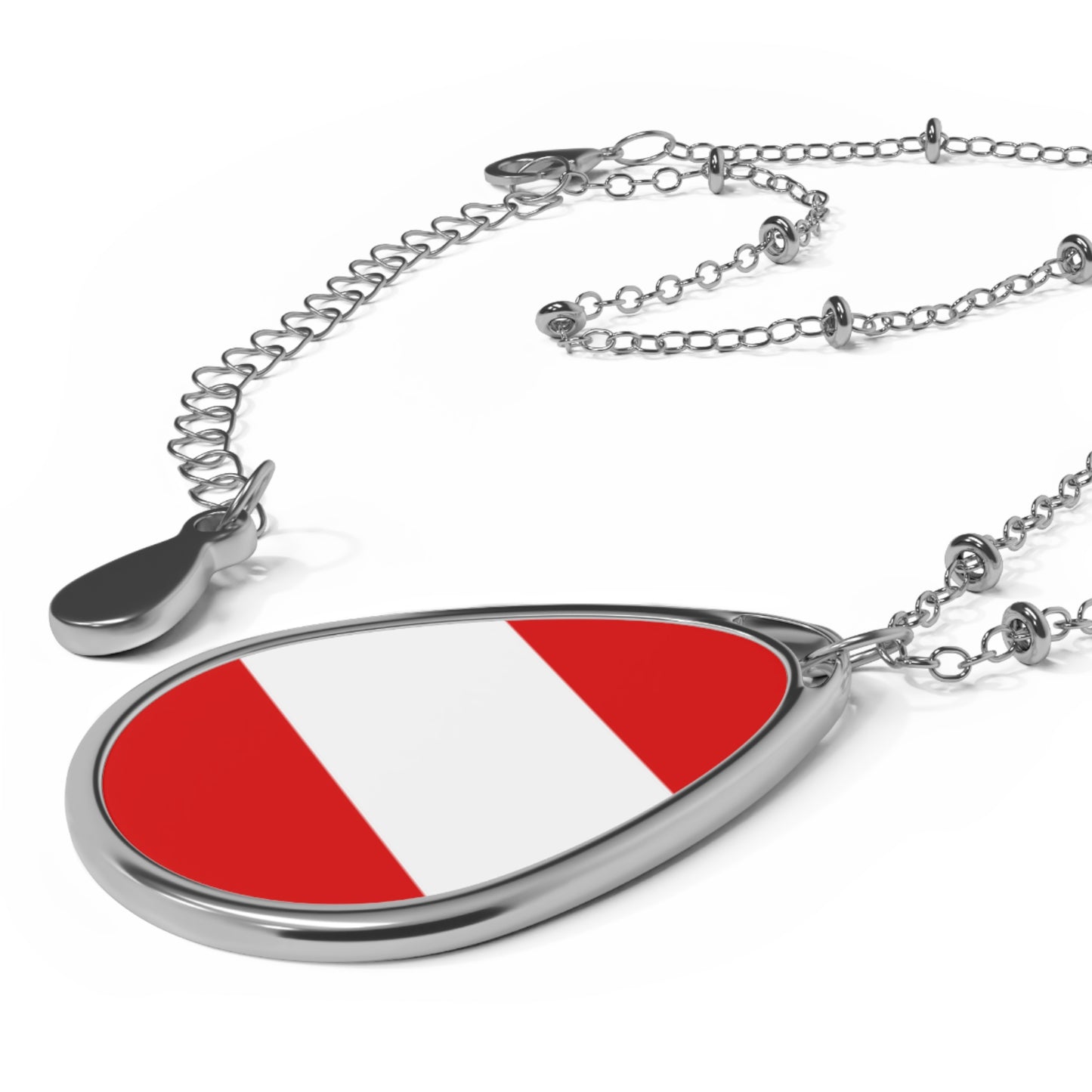 Austria Flag Oval Necklace | Austrian Heritage Pendant | Rep Ya Flag