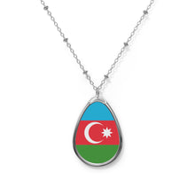 Azerbaijan Flag Oval Necklace | Azerbaijani Pride Patriotic Jewelry | Rep Ya Flag