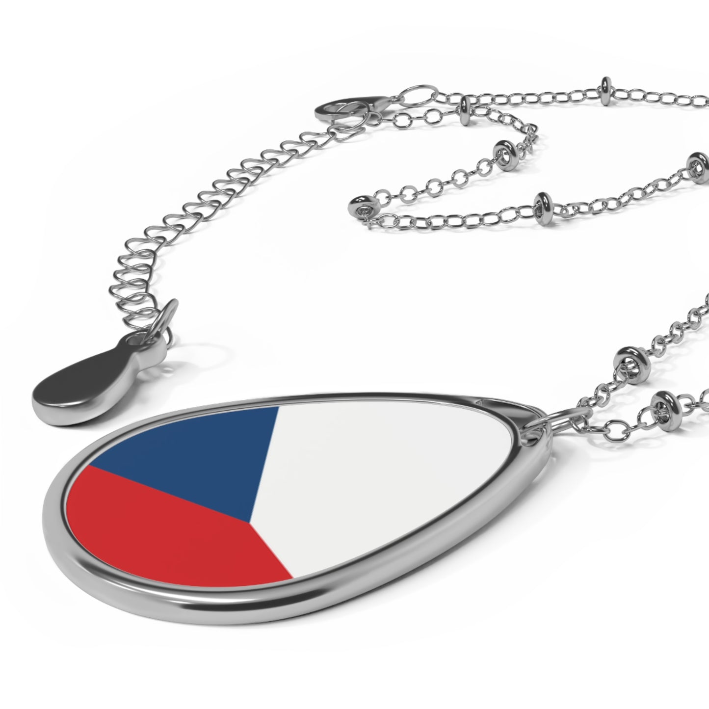 Czech Republic (Czechia) Flag Oval Necklace | Czech Heritage Pendant | Rep Ya Flag