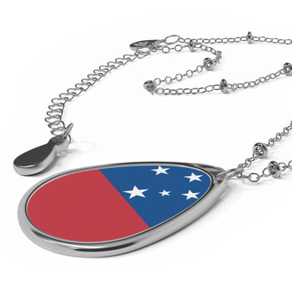 Samoa Flag Oval Necklace | Samoan Heritage Pendant | Rep Ya Flag