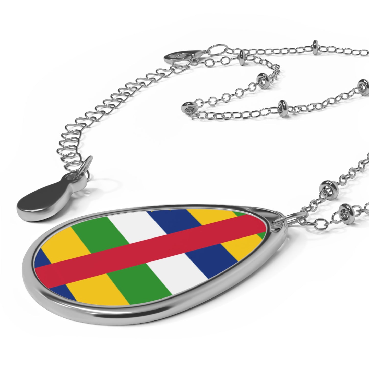 Central African Republic Flag Oval Necklace | Central African Heritage Jewelry | Rep Ya Flag