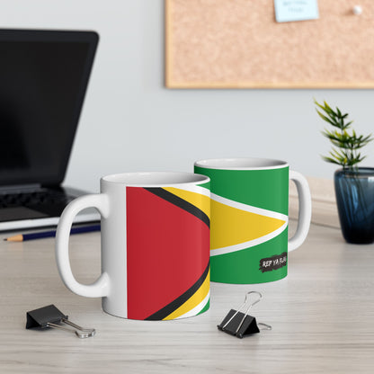 Guyana Flag Coffee Tea Mug 11oz 15oz | Rep Ya Flag Ceramic Mug
