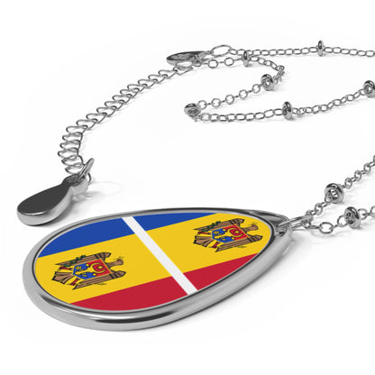 Moldova Flag Oval Necklace | Moldovan Heritage Jewelry | Rep Ya Flag Pendant Necklace