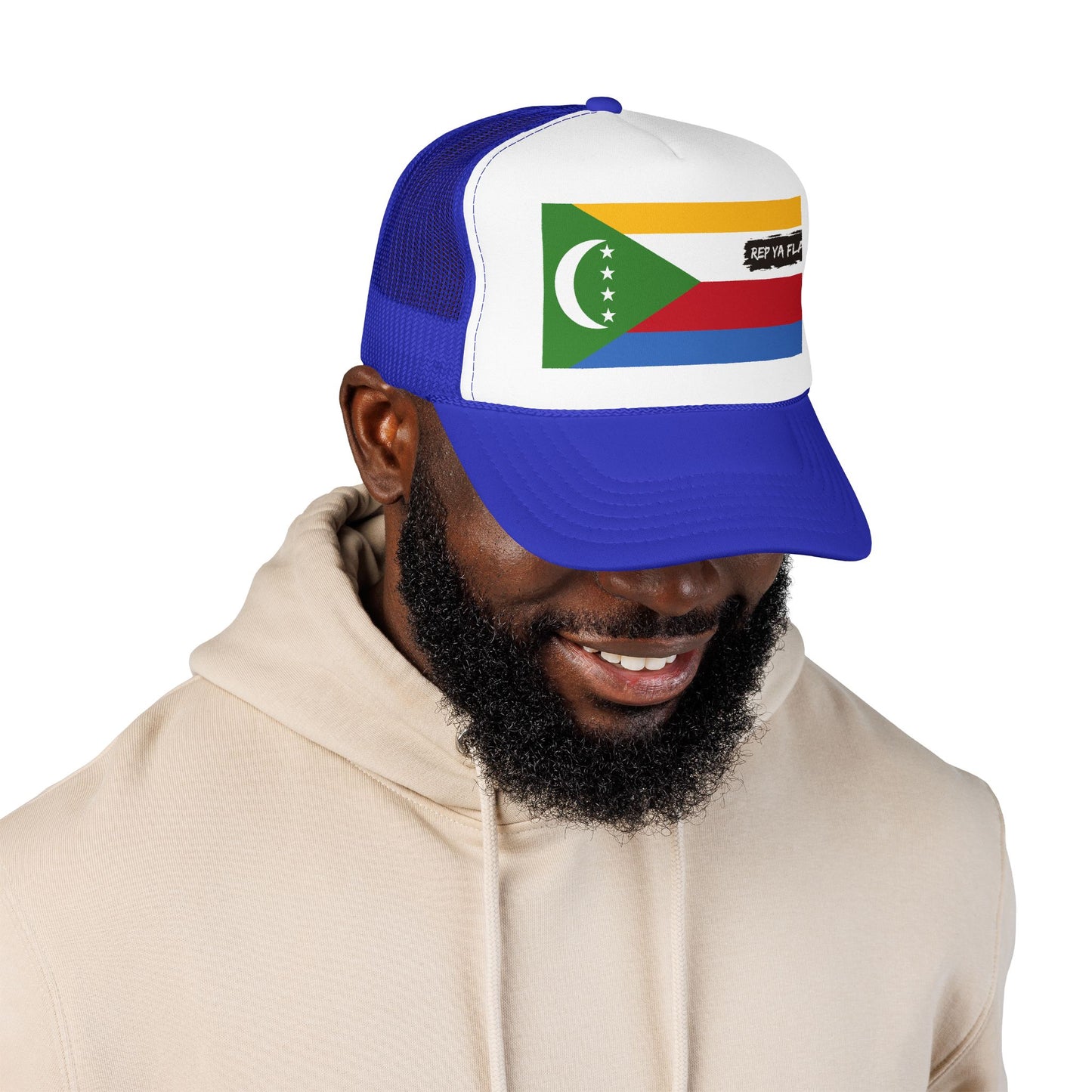 Comoros Flag Foam Trucker Hat | Comorian Pride Snapback Cap | Rep Ya Flag