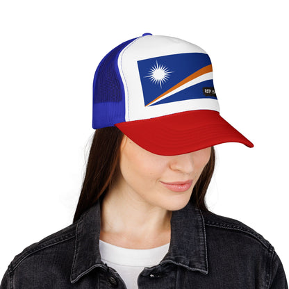 Marshall Islands Flag Foam Trucker Hat | Marshallese Pride Snapback Cap | Rep Ya Flag