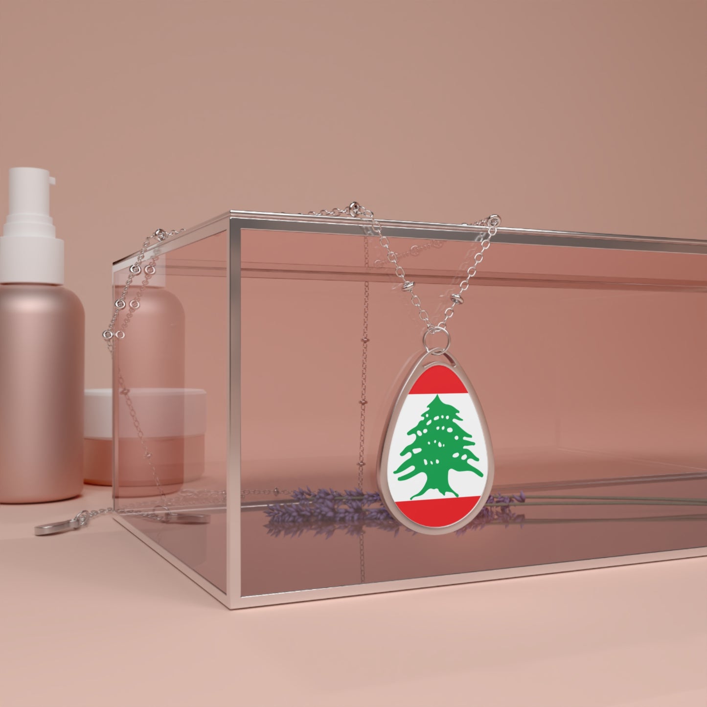 Lebanon Flag Oval Necklace | Lebanese Heritage Pendant | Rep Ya Flag