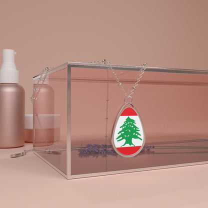 Lebanon Flag Oval Necklace | Lebanese Heritage Pendant | Rep Ya Flag