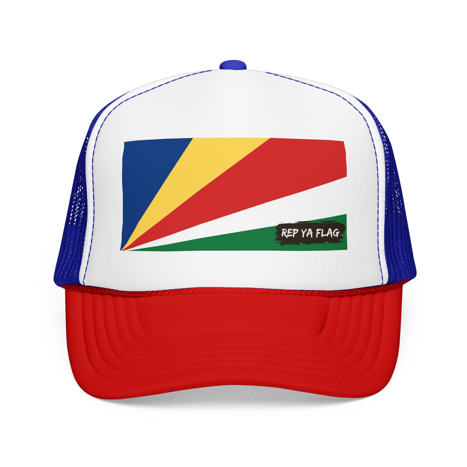 Seychelles Flag Foam Trucker Hat | Seychellois Pride Snapback Cap | Rep Ya Flag
