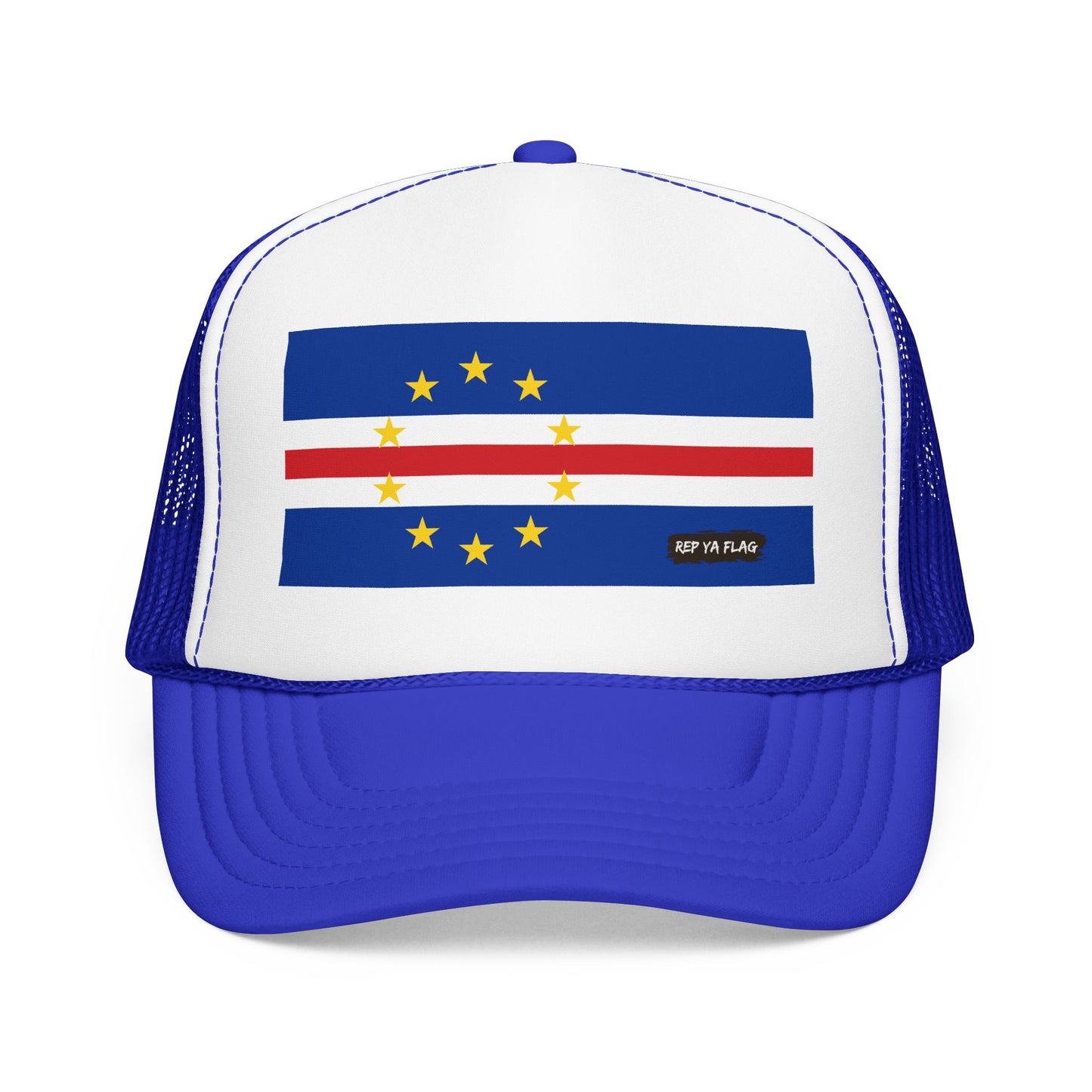 Cabo Verde Flag Foam Trucker Hat | Cape Verde Pride Snapback Cap | Rep Ya Flag