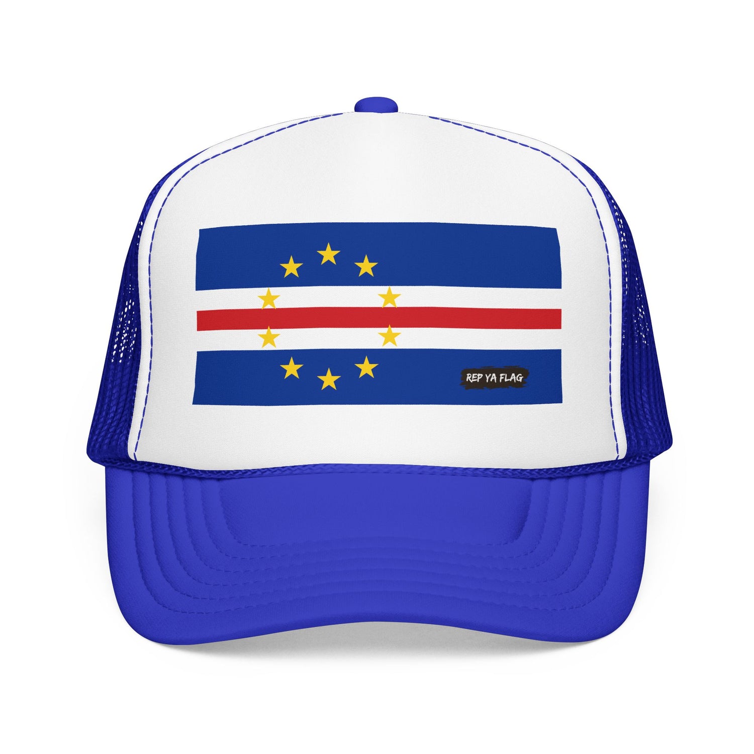 Cabo Verde Flag Foam Trucker Hat | Cape Verde Pride Snapback Cap | Rep Ya Flag