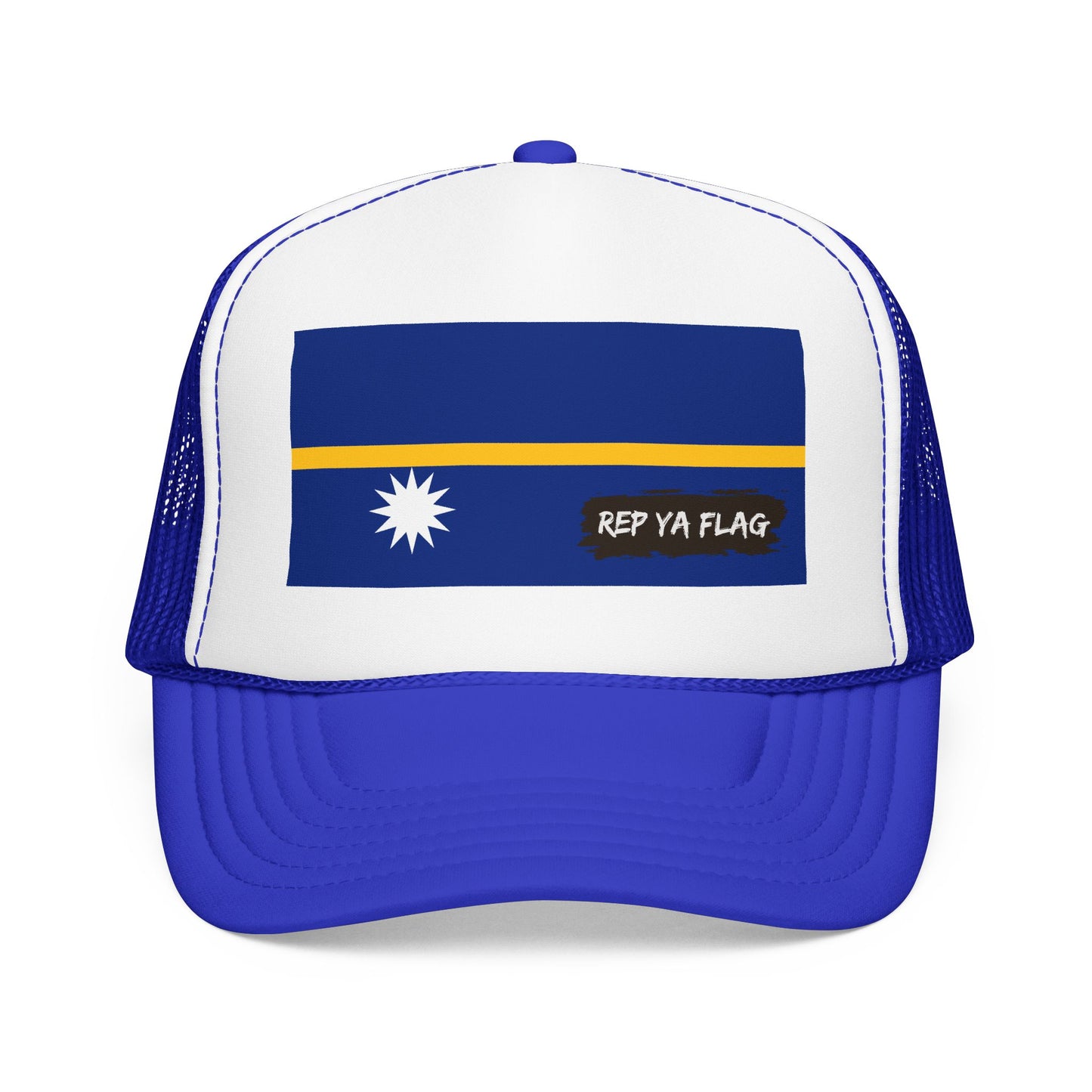 Nauru Flag Foam Trucker Hat | Nauruan Pride Snapback Cap | Rep Ya Flag