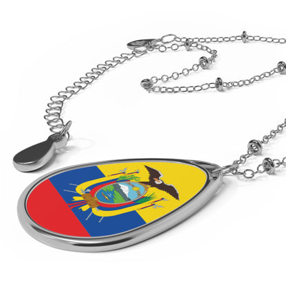 Ecuador Flag Oval Necklace | Ecuadorian Heritage Pendant | Rep Ya Flag
