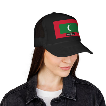 Maldives Flag Foam Trucker Hat | Maldivian Pride Snapback Cap | Rep Ya Flag