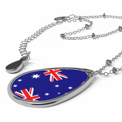 Australia Flag Oval Necklace | Australian Pride Patriotic Jewelry | Rep Ya Flag