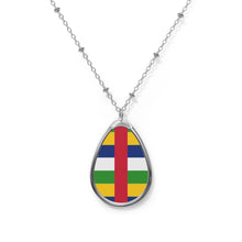 Central African Republic Flag Oval Necklace | Central African Heritage Jewelry | Rep Ya Flag