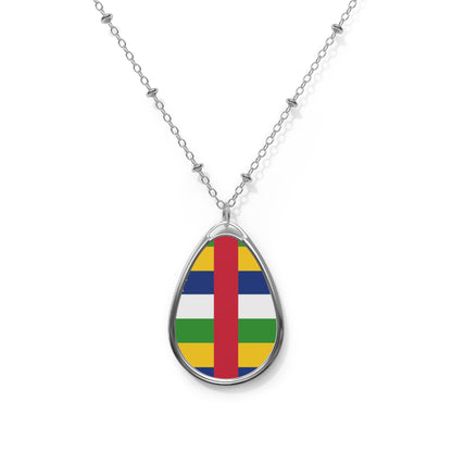 Central African Republic Flag Oval Necklace | Central African Heritage Jewelry | Rep Ya Flag