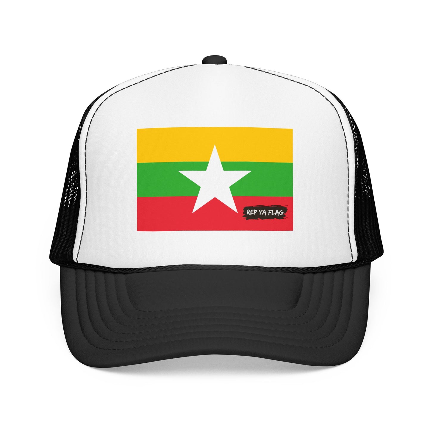 Myanmar Flag Foam Trucker Hat | Burmese Pride Snapback Cap | Rep Ya Flag