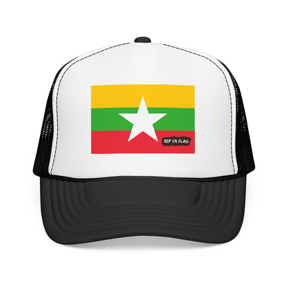 Myanmar Flag Foam Trucker Hat | Burmese Pride Snapback Cap | Rep Ya Flag