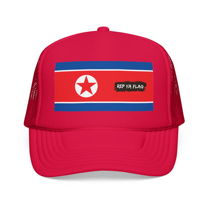North Korea Flag Foam Trucker Hat | North Korean Pride Snapback Cap | Rep Ya Flag