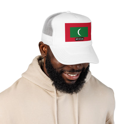 Maldives Flag Foam Trucker Hat | Maldivian Pride Snapback Cap | Rep Ya Flag