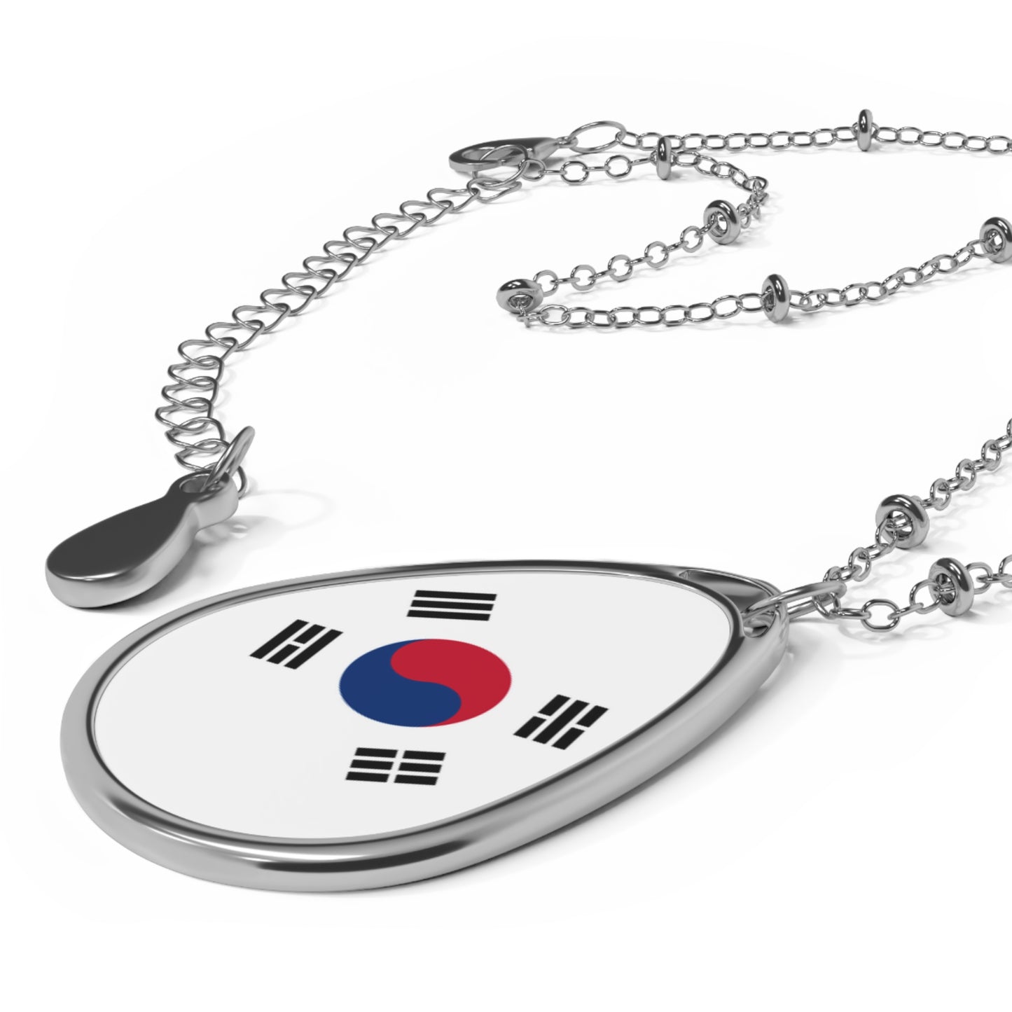 South Korea Flag Oval Necklace | Korean Heritage Pendant | Rep Ya Flag