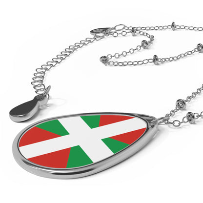 Basque Ikurriña Flag Oval Necklace | Basque Heritage Pendant | Rep Ya Flag