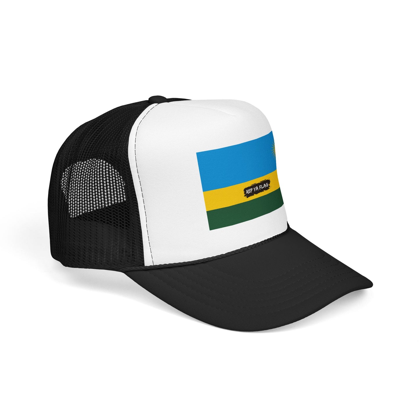 Rwanda Flag Foam Trucker Hat | Rwandan Pride Snapback Cap | Rep Ya Flag