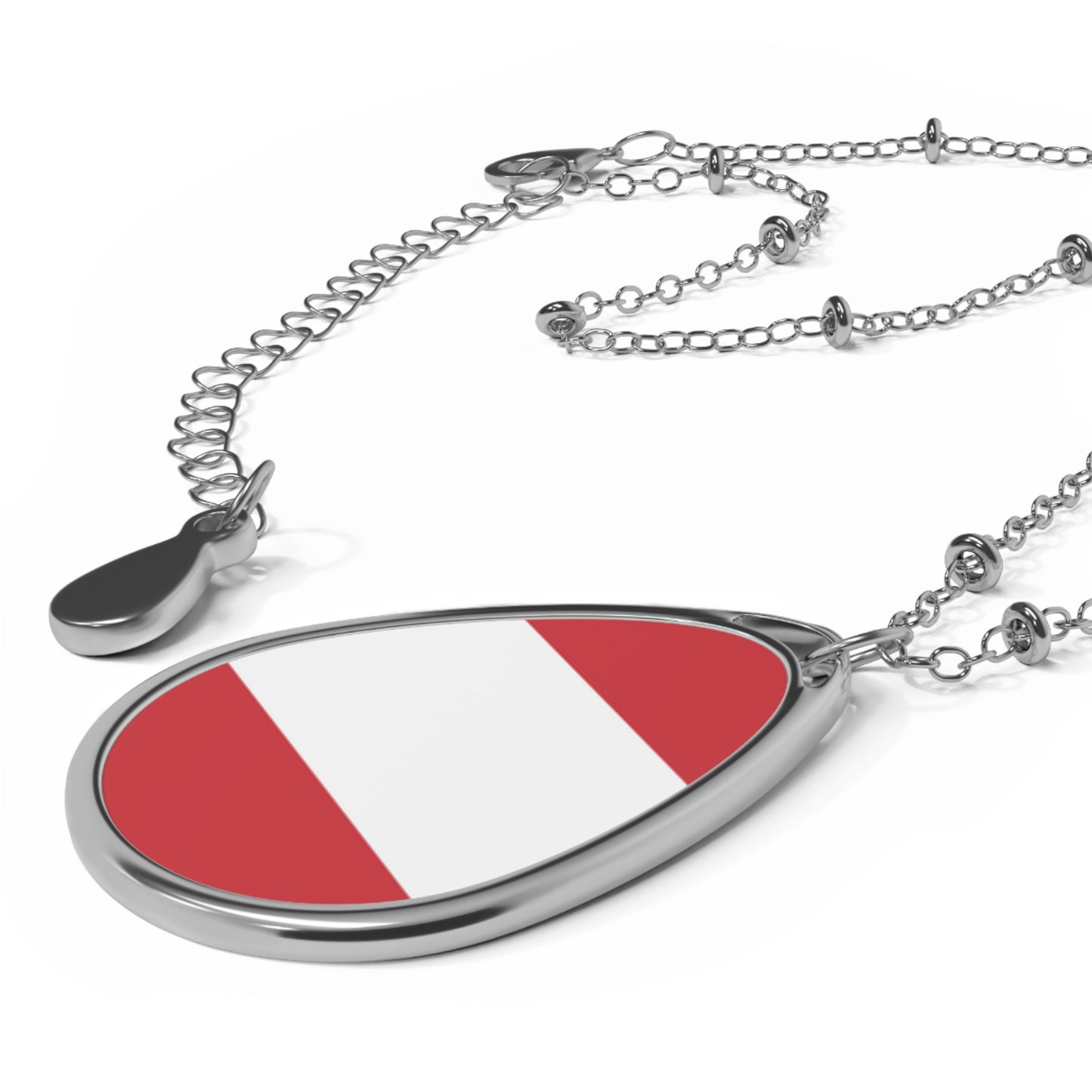 Peru Flag Oval Necklace | Peruvian Heritage Pendant | Rep Ya Flag