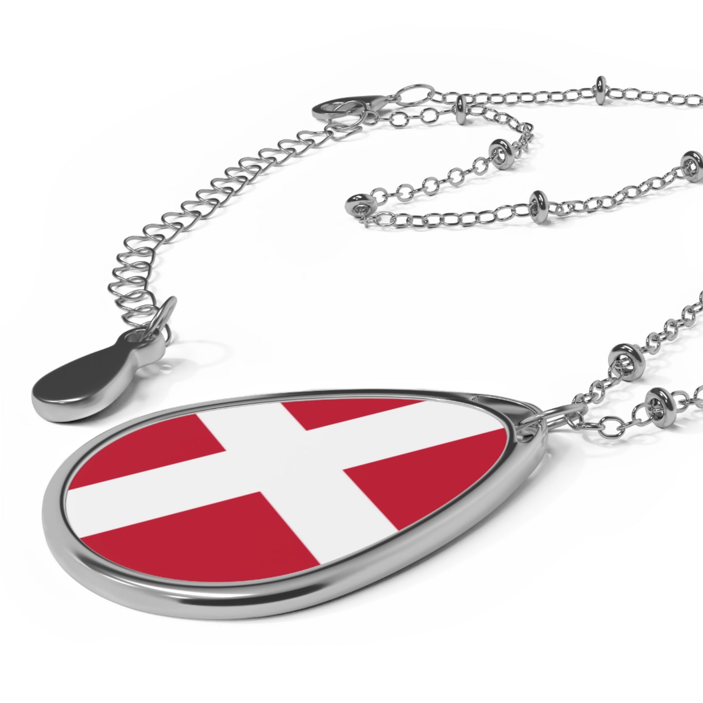 Denmark Flag Oval Necklace | Danish Heritage Pendant | Rep Ya Flag