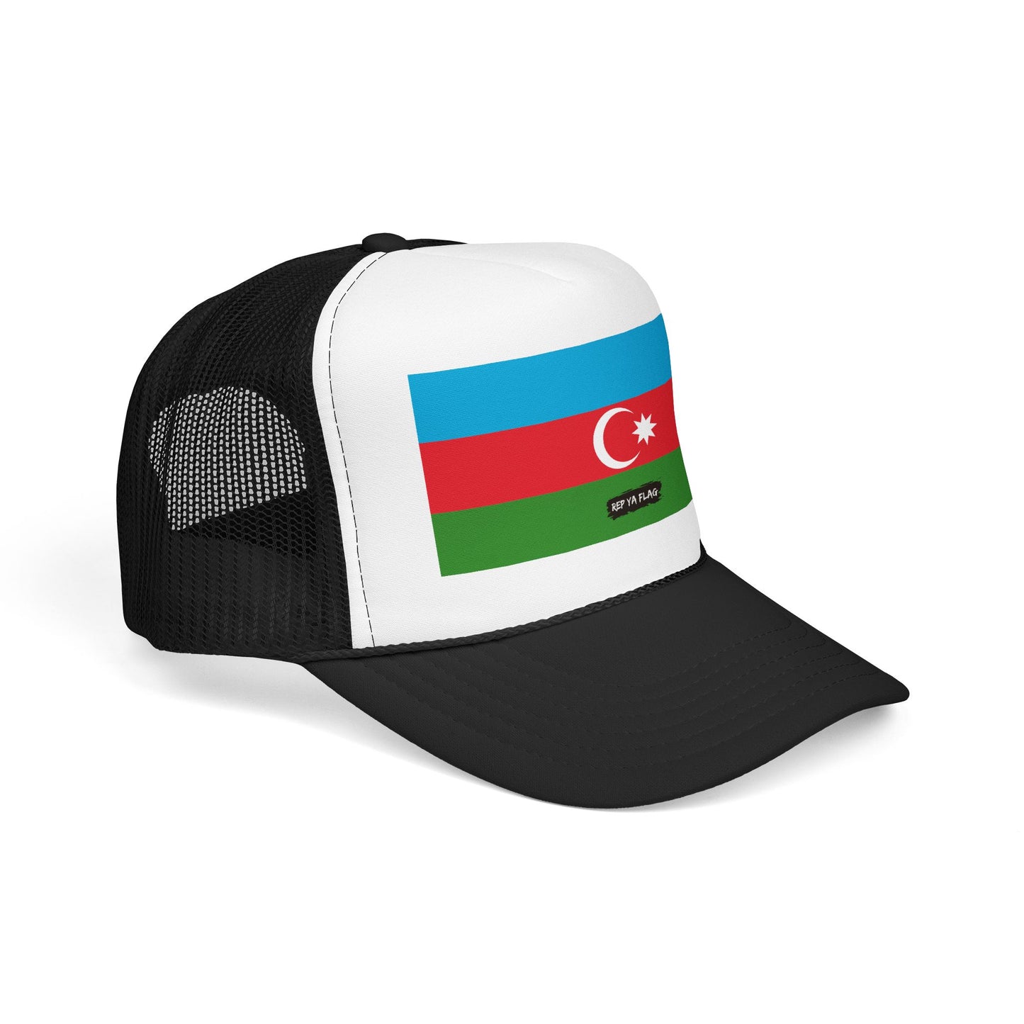 Azerbaijan Flag Foam Trucker Hat | Azerbaijani Pride Snapback Cap | Rep Ya Flag